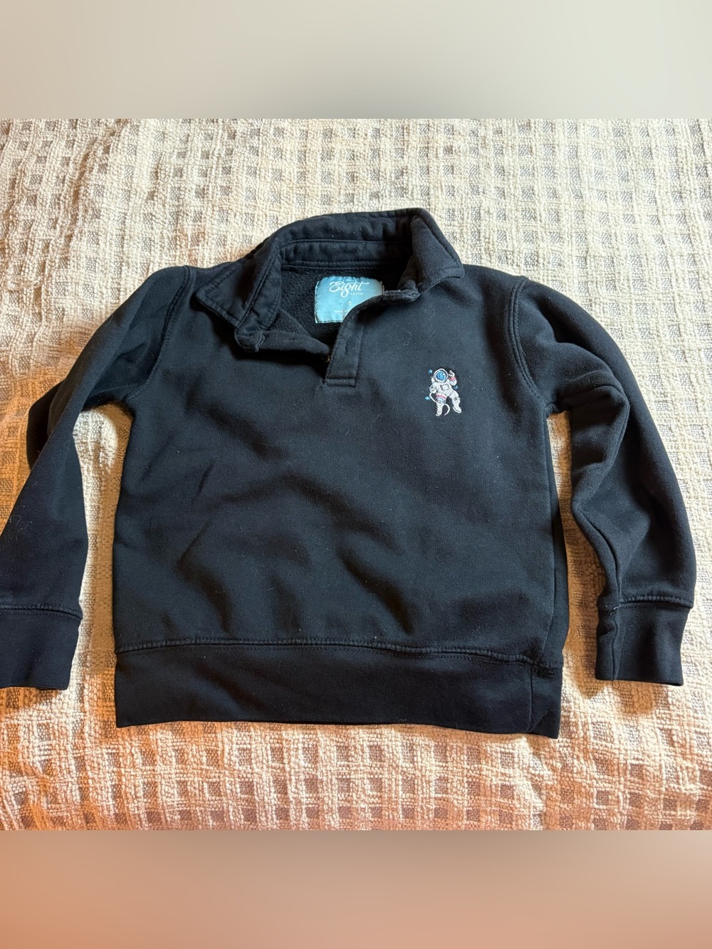 Eighty Eight Black Kids Sweatshirt with Embroidered Space Dog